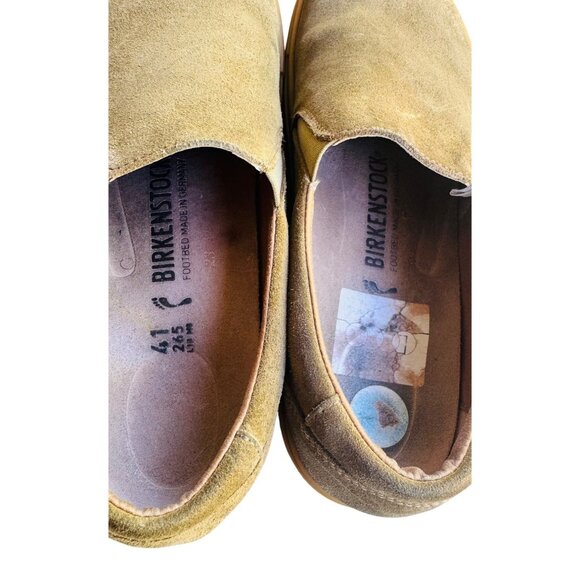 Birkenstock Oswego Size 41 US W 10/ M 8 Suede Leather Slip-On Shoes Olive Green - Picture 6 of 11